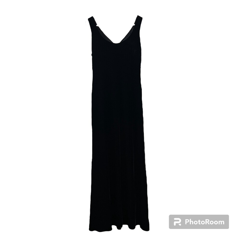 Niki by Niki Livas Black Velvet Open Back Sleeveless Long Evening Gown Sz 12